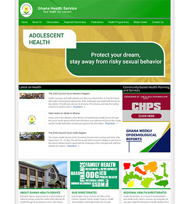 Ghana Health Service website developed by Mawufemor Ashong
